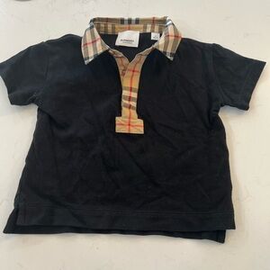 Burberry Kids Polo with Black and Checkered Collar